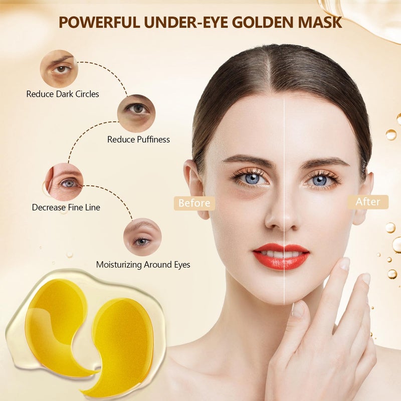 Yargkos 60 Pcs 24K Gold Under Eye Patches, 30 Pairs Undereye Mask for Dark Circles Puffy Eyes Treatment, Collagen Gel Pads Hydrating for Eye Bags Puffiness Wrinkle, Women Men Beauty Skin Care Products - Image 4