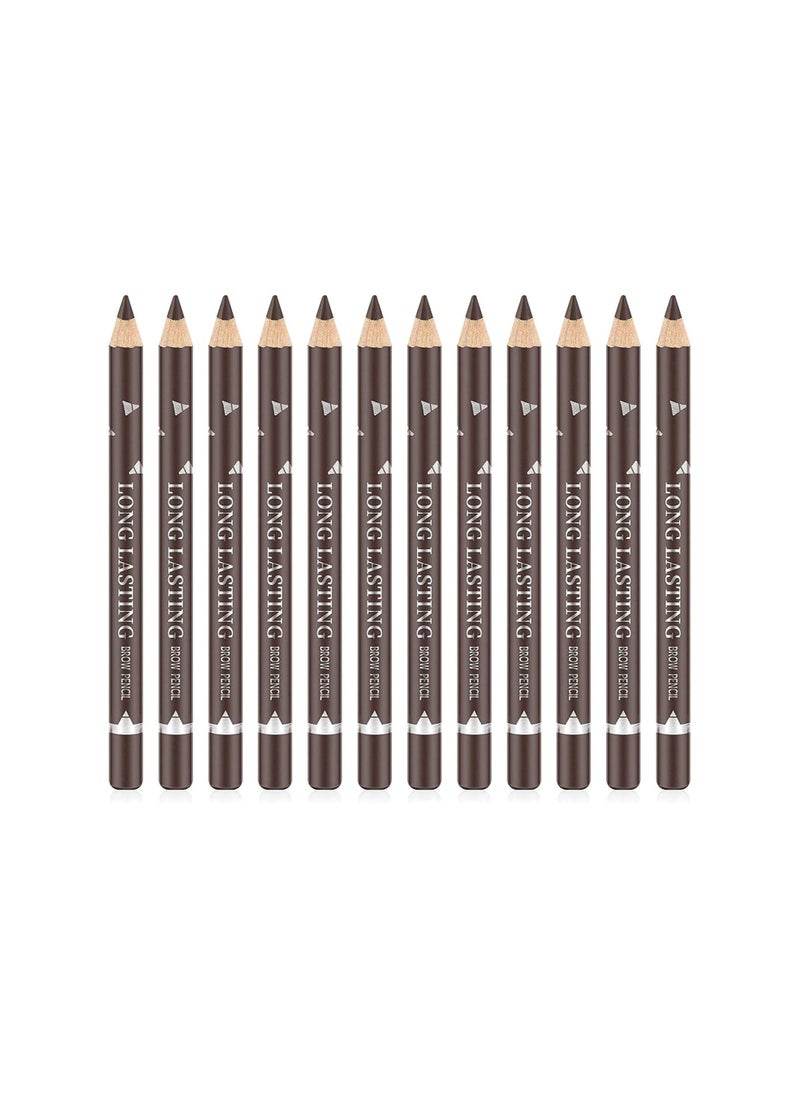 Mn - 12Pieces Brown Eyebrow Pencils Waterproof Longlasting - Image 1