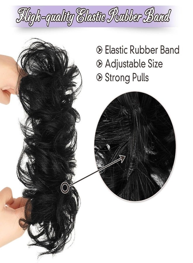 غلان وصلات شعر مرنة من شعر بشري طبيعي من GLAN، مموجة ومجعدة، على شكل كعكة، للنساء والفتيات (بني أسود طبيعي) - Image 3