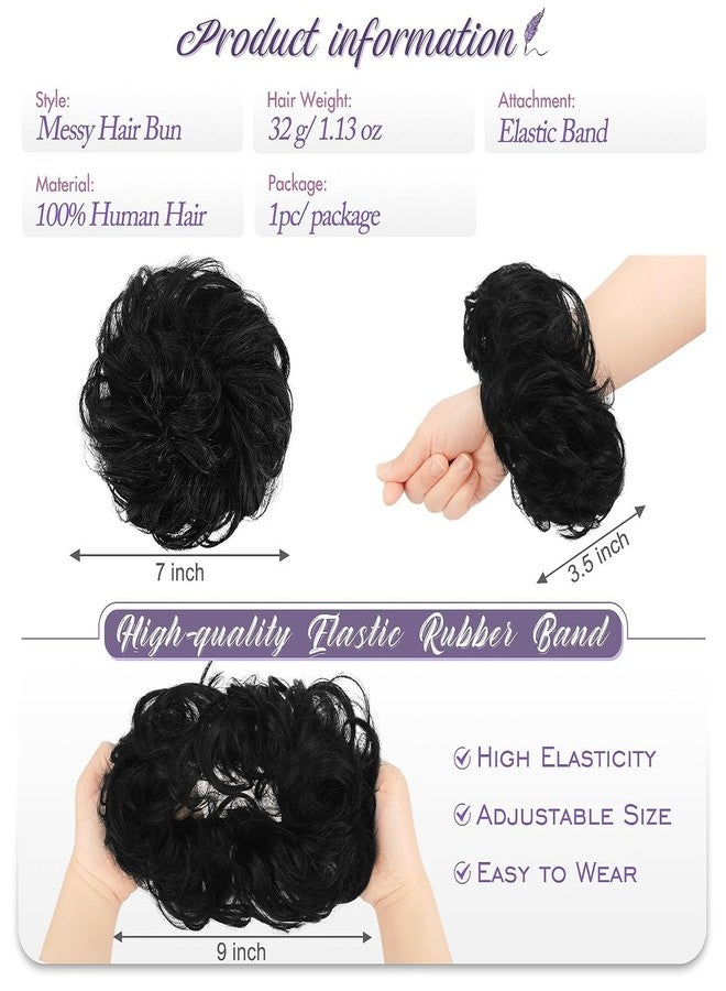 غلان وصلات شعر مرنة من شعر بشري طبيعي من GLAN، مموجة ومجعدة، على شكل كعكة، للنساء والفتيات (بني أسود طبيعي) - Image 2