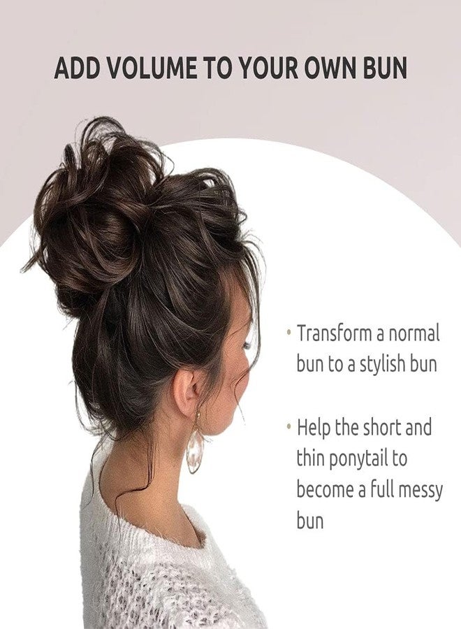 غلان وصلات شعر مرنة من شعر بشري طبيعي من GLAN، مموجة ومجعدة، على شكل كعكة، للنساء والفتيات (بني أسود طبيعي) - Image 4