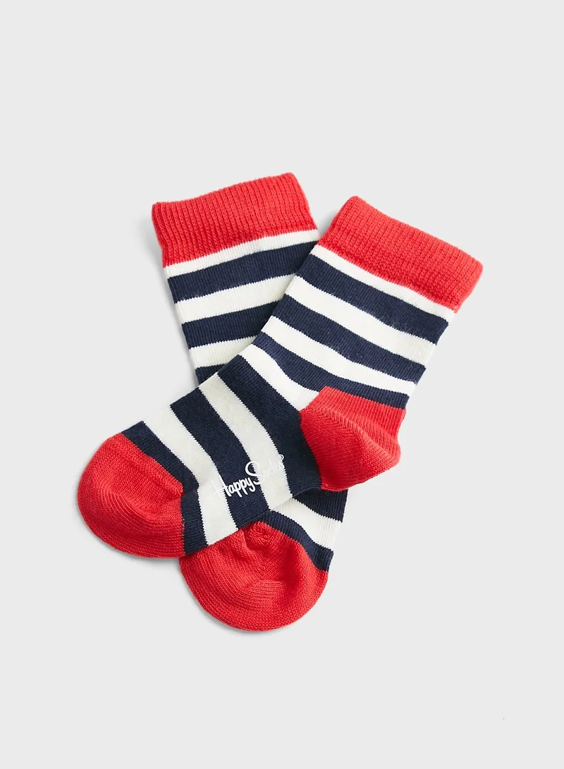 Happy Socks Kids 2 Pack Stripe Socks