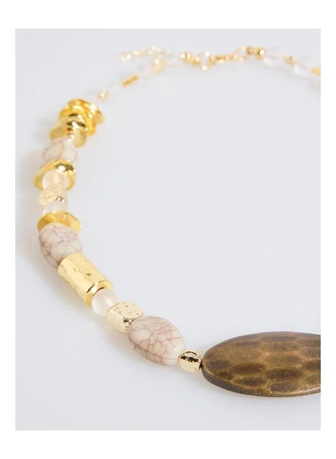 Jimmy Key  Brown Natural Stone Detailed Colorful Adjustable Necklace. for Women | Best Price UAE
