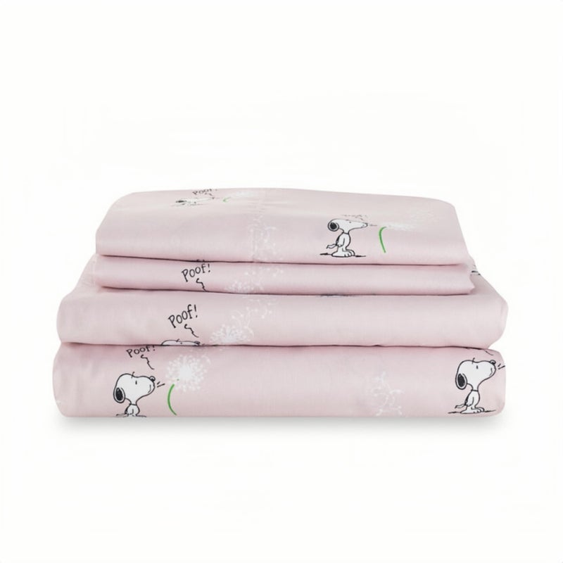 Berkshire Blanket Berkshire Blanket Peanuts Kids Sheet Set King Size - 4 Pieces Cute Character Snoopy Printed Soft Microfiber Bed Sheets Peanuts Make A Wish Spring Pink  - Image 1