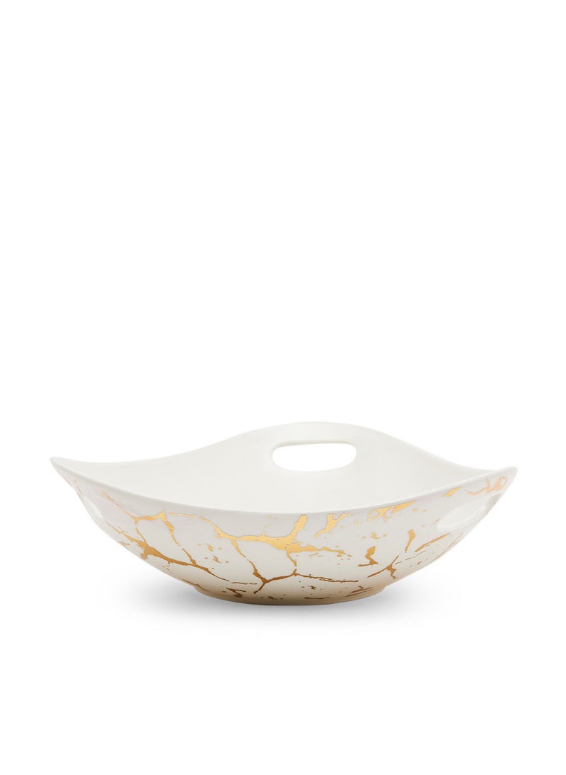 Simply Kitchen Fruit Bowl With Bamboo Tray White/Gold  - Image 3
