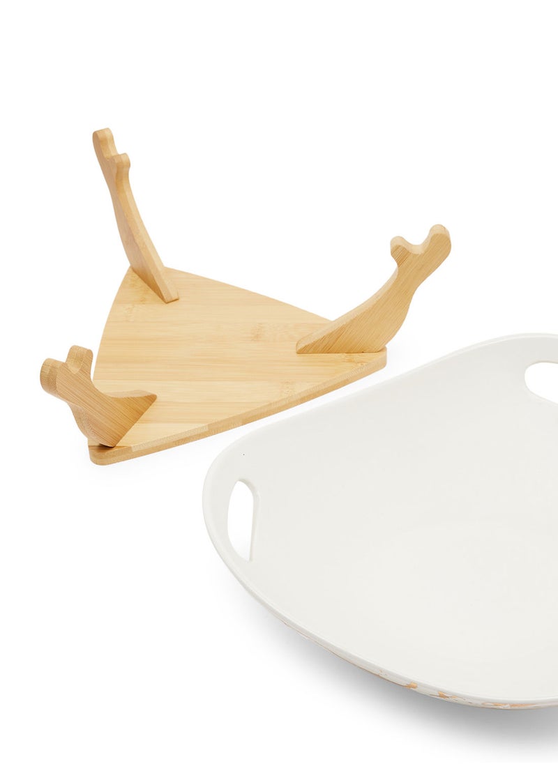 Simply Kitchen Fruit Bowl With Bamboo Tray White/Gold  - Image 4