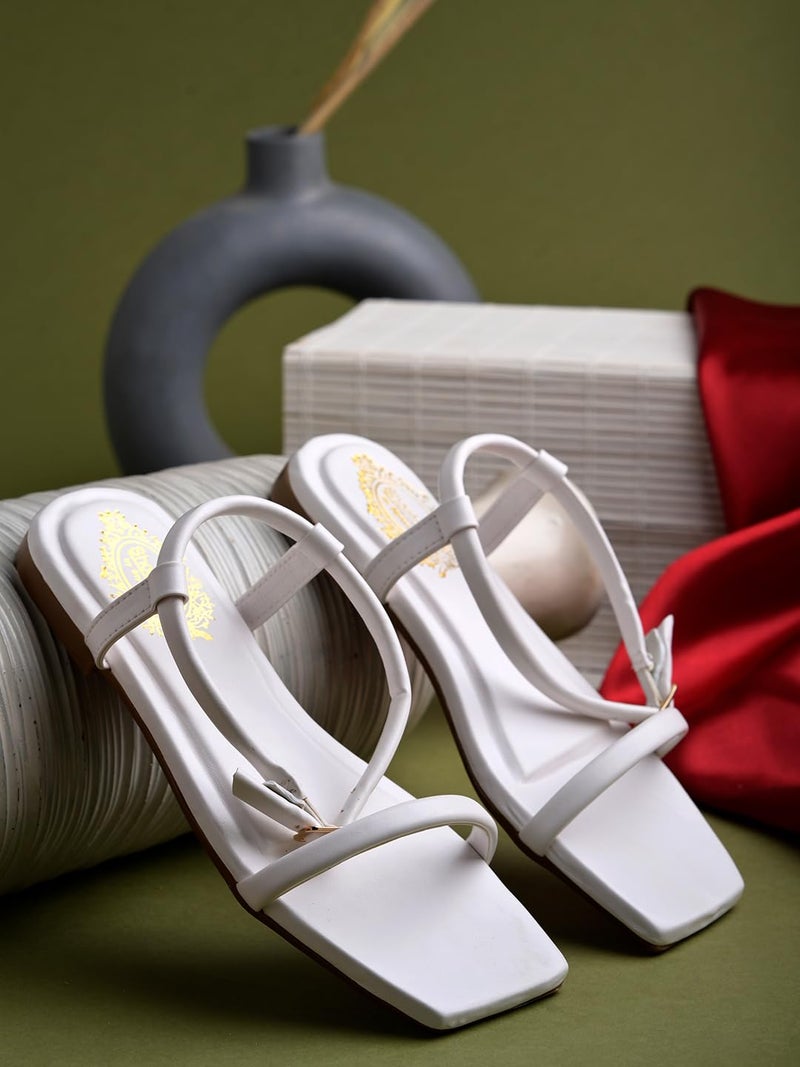 Shoetopia Women's SND-116 White Flat Sandal-3 Kids UK (SND-116-White)-EU36 - Image 5
