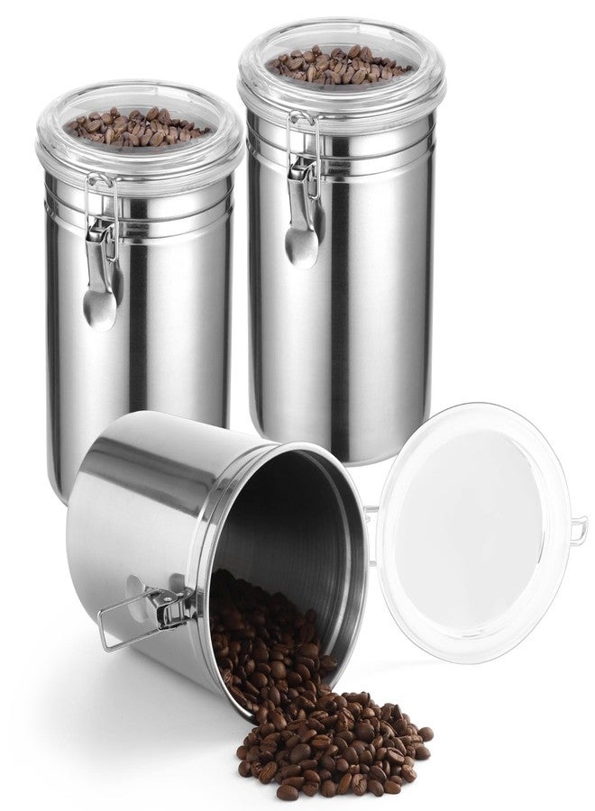 COSYOO 3 PCS Stainless Steel Canister Set, 62 oz Airtight Metal Kitchen Food Storage Containers with Clear Clamp Lids, Coffee Bean Tea Sugar Flour Canister Set for Kitchen Pantry Counter Shelf - Image 1
