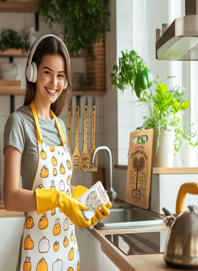 مجموعة أدوات مطبخ مكونة من 6 قطع، هدية مثالية لكنة الزوجة، هدية رائعة لعيد الميلاد أو عيد الميلاد، هدية ملهمة ومعبّرة عن الامتنان لكنة الزوجة، تتضمن لوح تقطيع و4 ملاعق من الخيزران محفورة. - Image 5