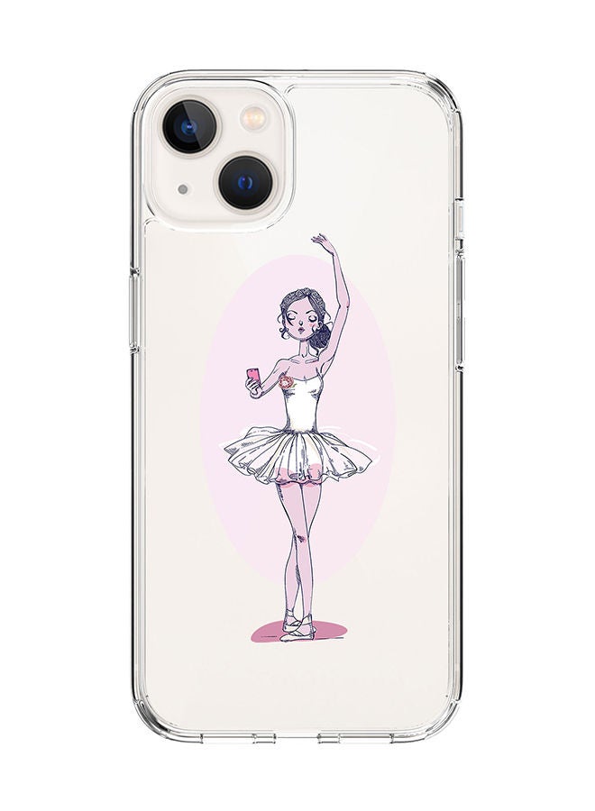 Stylizedd Classic Clear Case for Apple iPhone 14 Hybrid Soft Case Flexible Edges Anti Drop TPU PC Gel Thin Transparent Cover [ Designed for Apple iPhone 14 ] - Twirling Ballerina - Image 1