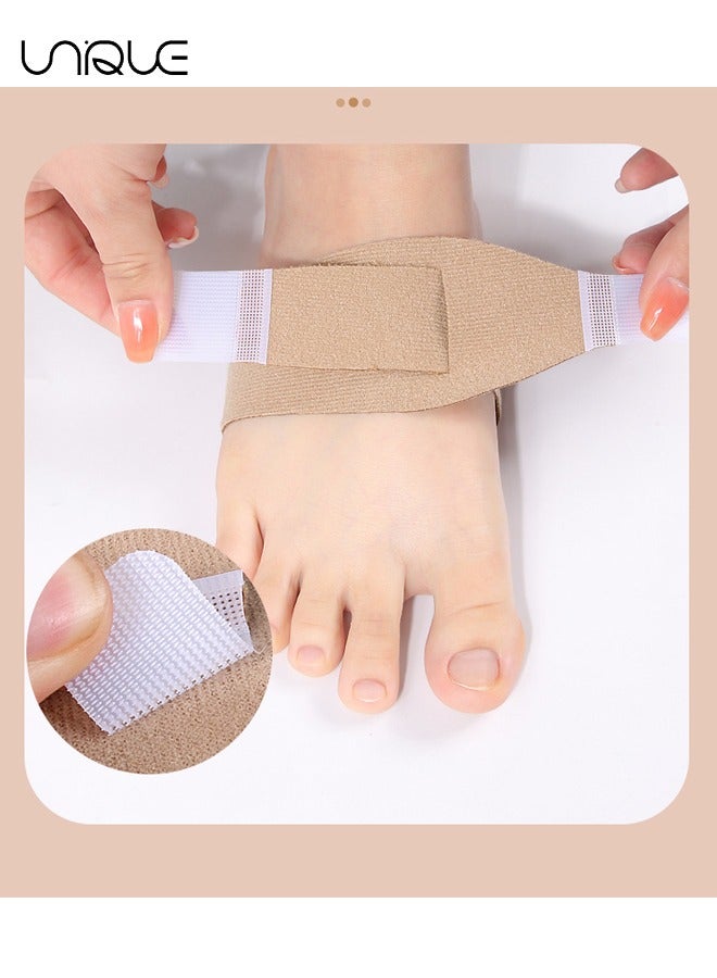 Unique 2 Pairs of Arch Braces - Upgraded Adjustable Orthopedic Wrap Compression Arch Support Brace with Gel Pads for Flat Feet and Plantar Fasciitis Pain Relief - Unisex - (Skin Tone)  - Image 4