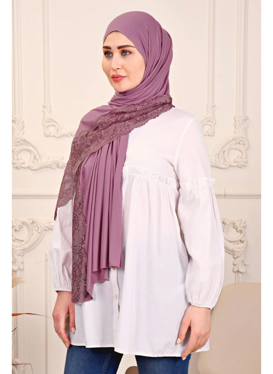 Altobeh Combed Cotton Shawl Lace-Dried Rose