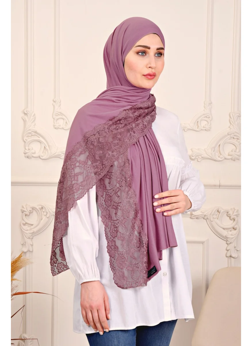 Altobeh Combed Cotton Shawl Lace-Dried Rose