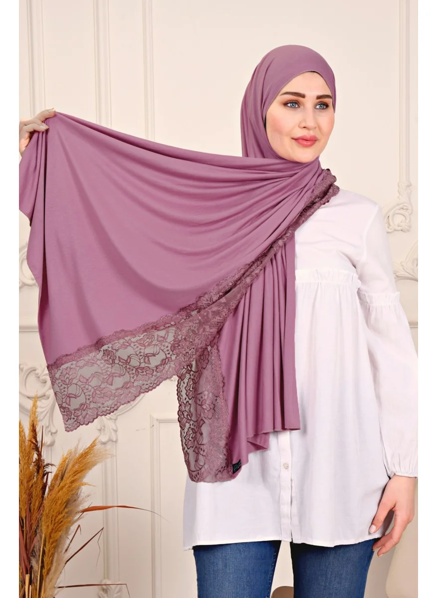 Altobeh Combed Cotton Shawl Lace-Dried Rose