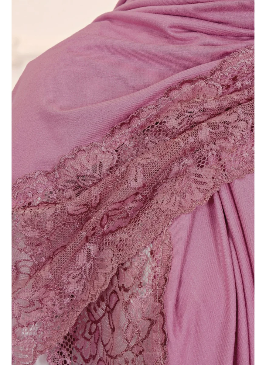 Altobeh Combed Cotton Shawl Lace-Dried Rose