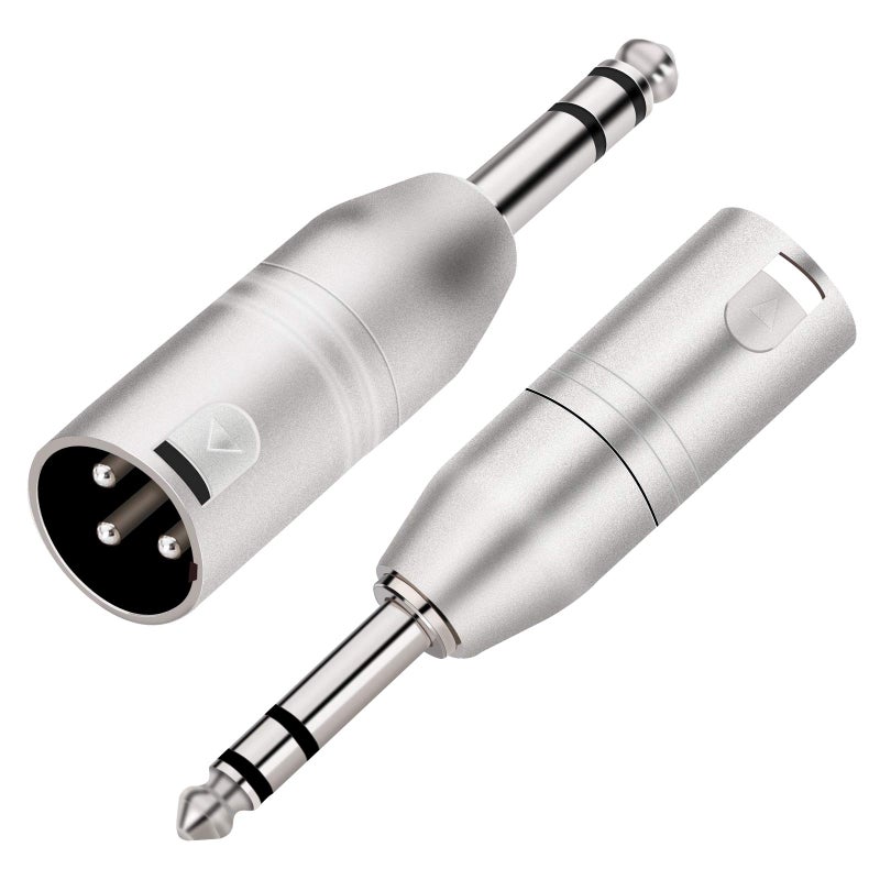 Tisino 1/4" TRS to XLR Adapter, Balanced Quarter Inch 6.35mm Male to XLR Male Adapters - 2 Pack - Image 1