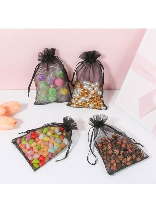 50pcs Organza Bags, Black 4x4.72 inches(10x12cm) Satin Drawstring Organza Pouch Wedding Party Favor Gift Bag Jewelry Watch Bags - Image 4