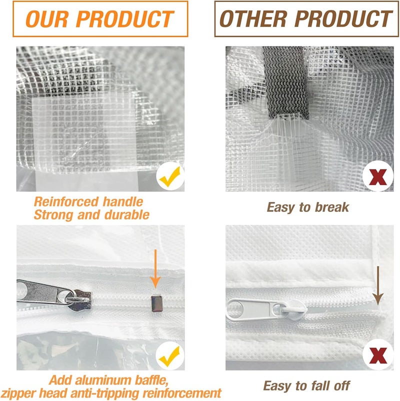 JIANGLAI 80L Clothes Storage Bags, 4 Pack Large Clear Capacity Clothes Organizer with Zips, Moisture proof, Plastic Packing Boxes for Moving House with Durable Handles for Clothing, Duvet, Bedding (Grey) - Image 5