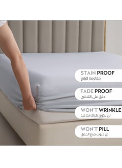 Donetella Bedding Fitted Sheet 2-Pcs Single Size Solid Bed Sheet Set Fits(90x190CM) With Pillowcases And 30 CM Extra Deep Brushed Microfiber Bed Sheet,Light Grey  - Image 4