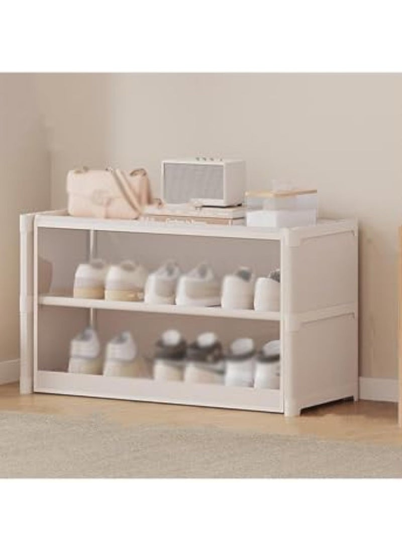 Arabest Flip-Drawers Shoe Rack Shoe Storage Cabinet Flip Down Shoe Storage Modern Shoe Cabinet Hallway Cupboard Storage Organiser Footwear Stand Rack Standing Shoe Organizer For Hallway(White,37*64cm - Image 1