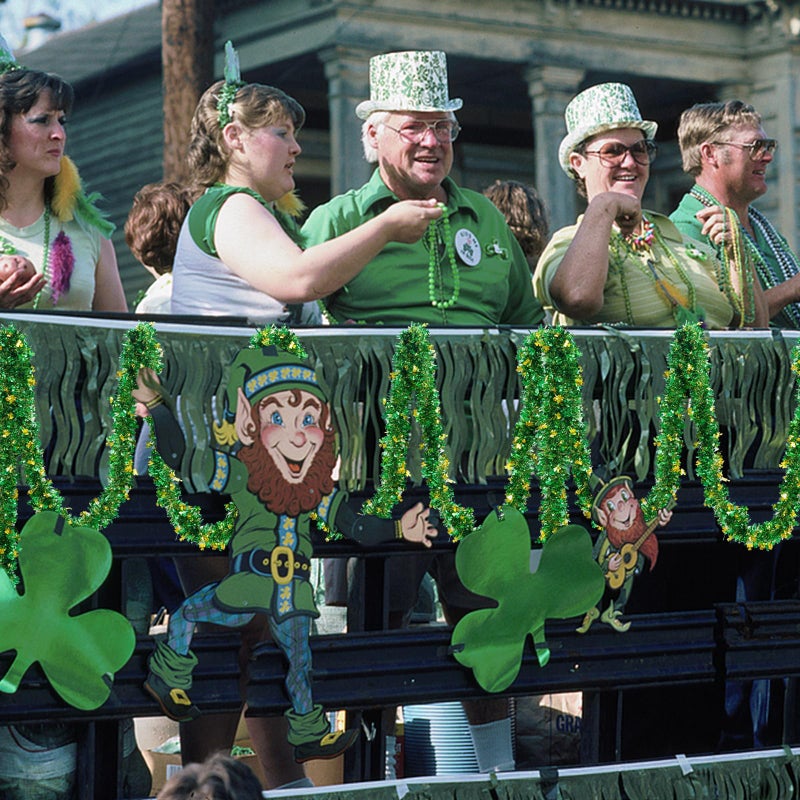 Hongsome St Patricks Day Garland Decor,50Ft Glitter Tinsel Irish Shamrock Garland Decorations for Tree Mantle Bedroom Office Classroom Party Indoor Outdoor Holiday Home Green Gold - Image 4