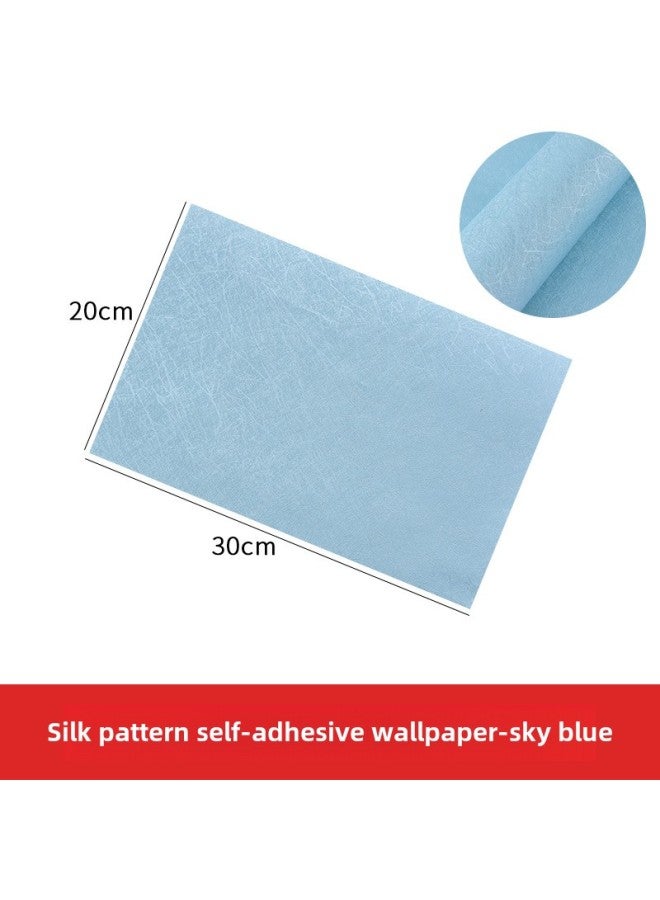 Handmade Diy Wallpaper Materials For Architectural Model Building Sandbox Floor Wall Stickers-Color:Silk Pattern Self-adhesive Wallpaper-sky Blue (1 Sheet)  - Image 1