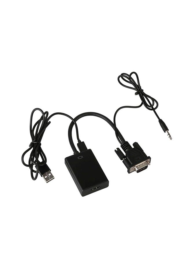 VGA To HDMI Converter Output With Audio Adapter Cable Black - Image 1