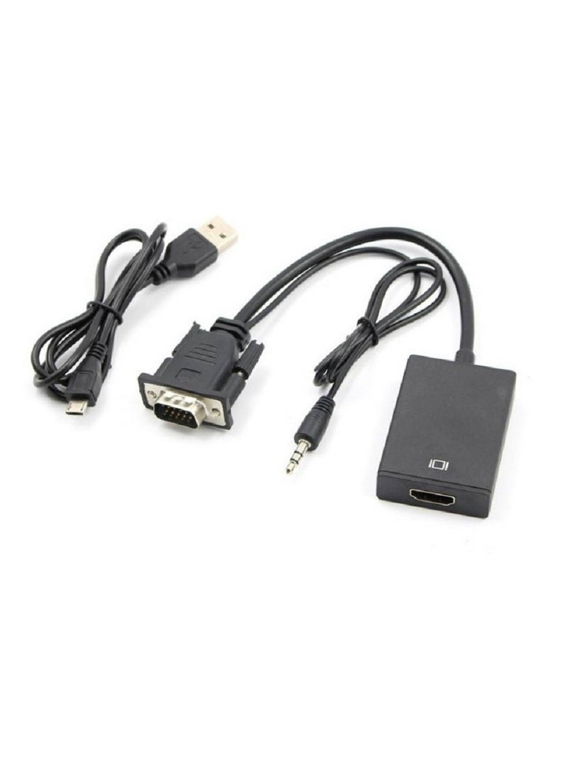 VGA To HDMI Converter Output With Audio Adapter Cable Black - Image 4