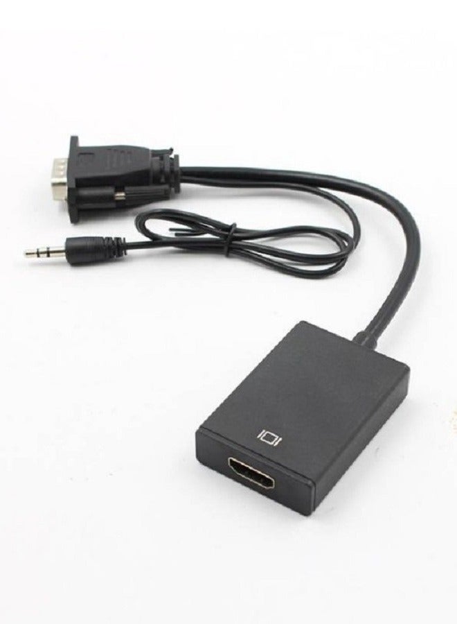 VGA To HDMI Converter Output With Audio Adapter Cable Black - Image 3