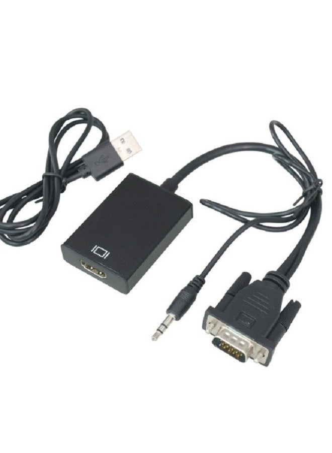 VGA To HDMI Converter Output With Audio Adapter Cable Black - Image 2