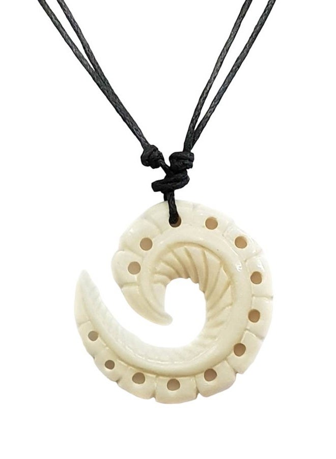 Swimmi Hand Carved Maori Bone Fish Hook Pendant 16 to 32 inch Adjustable Cord Necklace Jewelry FA323 - Image 2