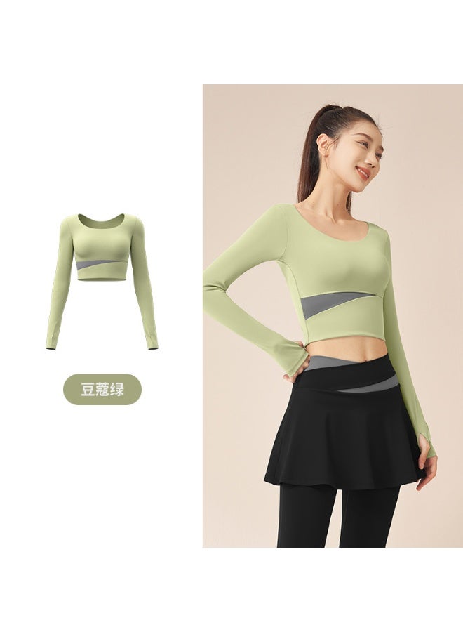 Color Matching Long-sleeved Yoga Suit  Nude Feeling Tight And Thin Sports Running Fitness Suit Women - Image 1