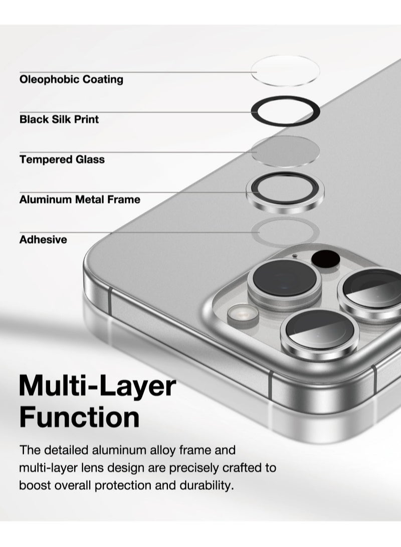 GREEN LION HD Plus Camera Lens for iPhone 16 Pro / 16 ProMax / Anti Fingerprint / Anti Glare Coating / Anti Scratch / Water Resistant / Nano Absorption / Durable Glass / Easy to Install / High Quality / Maximum Protection / Ultra Clear Lenses - Silver - Image 2