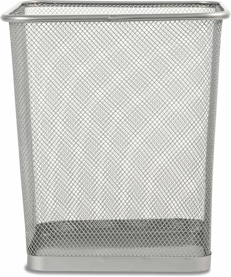 FIS Metal Waste Basket - Square Wire Mesh Trash Bin, Silver, 240x240x260mm - Image 1
