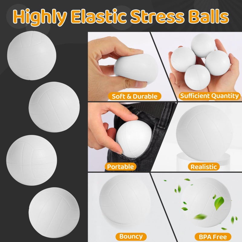 Liyiq 24Pcs Volleyball Party Favors 2.36 Inch Volleyball Stress Balls For Kids Volleyball Birthday Favors Foam Volleyball Birthday Decorations Volleyball Goodie Bag Stuffers - Image 3