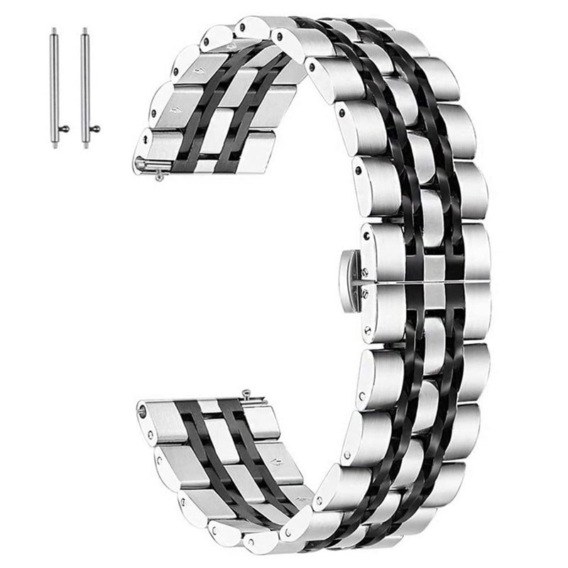 erorex 22Mm For Huawei Watch Gt2E Gt2 46Mm Seven Stainless Steel Watch Band(Silver Black) - Image 2