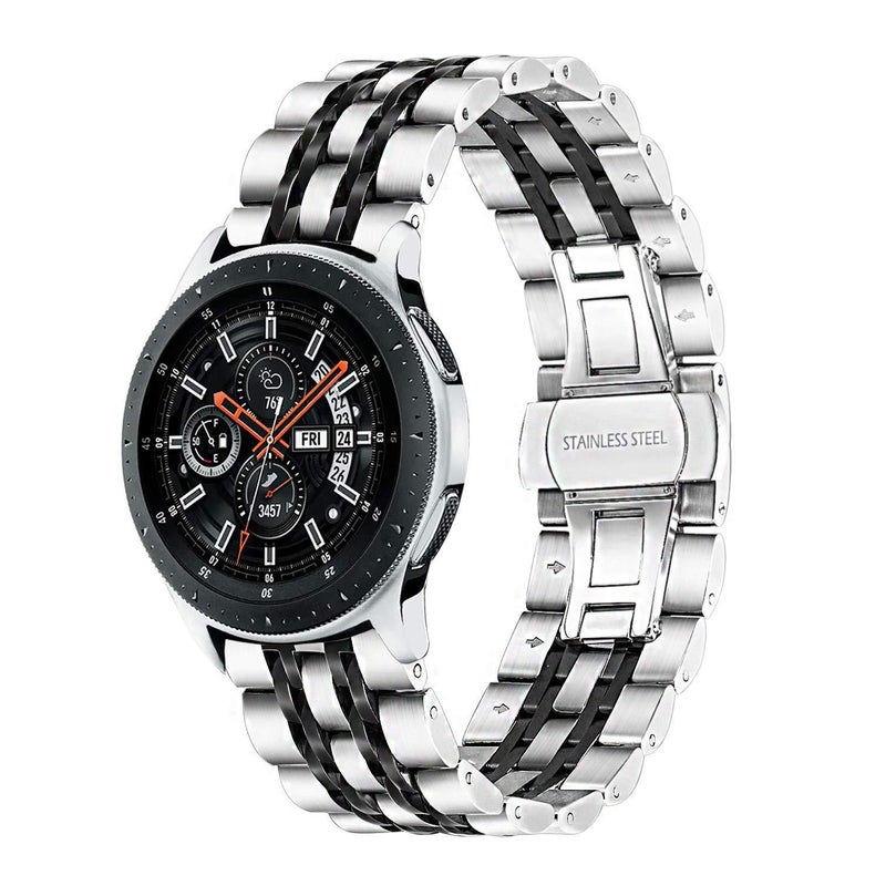erorex 22Mm For Huawei Watch Gt2E Gt2 46Mm Seven Stainless Steel Watch Band(Silver Black) - Image 1