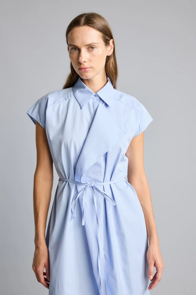 Defacto  Shirt Collar Poplin Belted Maxi Dress for Women | Best Price UAE