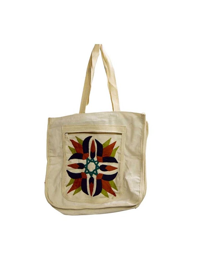 Egypt Antiques Handmade lotus flower shoulder bag, 100% Egyptian cotton - Image 1