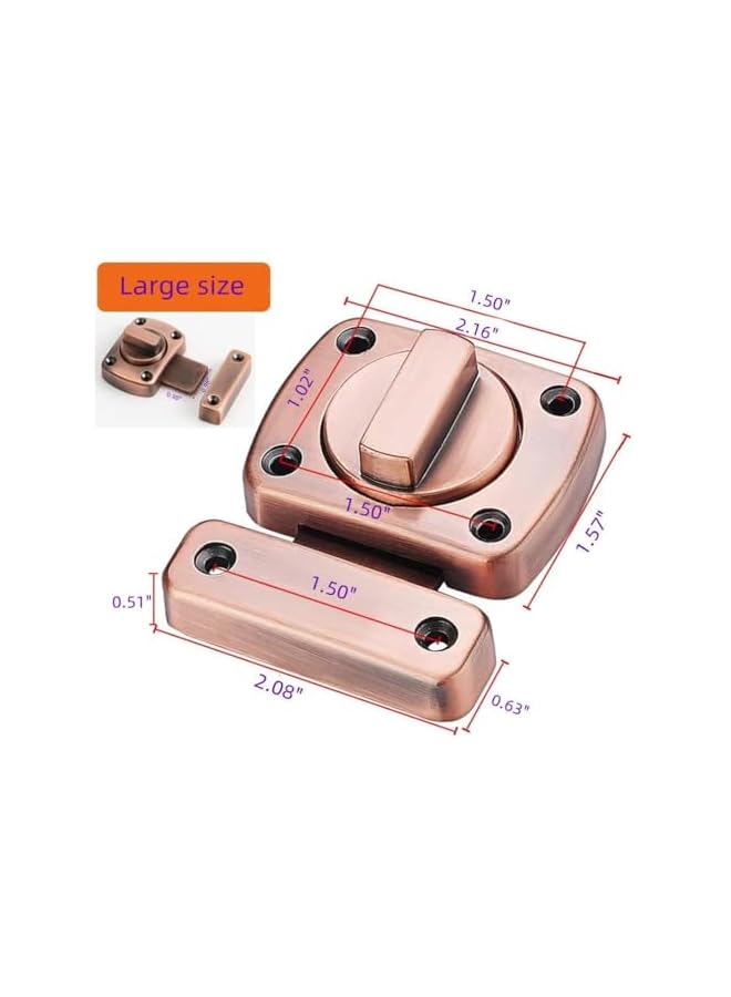 PROMASS Rotate Bolt Latches Hardware,Rotate Barn Door Lock, Rust-Resistant Metal Gate Latch with Screws, Easy to Install Safety Door Slide Lock for Inside Door, Wooden Doo (4Pack Large) - Image 3