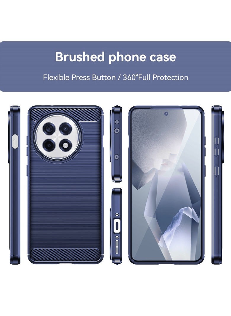 Brushed Carbon Fiber Shockproof Case For OnePlus 13R - Dark Blue