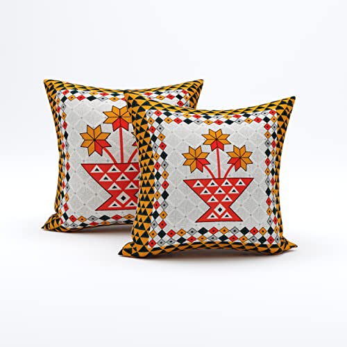 BLOCKS OF INDIA 200TC Diwan Set Cotton 8 Piece | Deewan Printed Bedsheet Sets for Living Room Hall (Set of 8 Piece, 1-Bed Sheet | 2-Bolster Cover | 5-Cushion Cover (Color 3) - Image 3