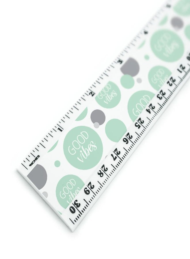 GRAPHICS & MORE Good Vibes Mint Green Vibe Happy Kind 12 Inch Standard and Metric Plastic Ruler - Image 1