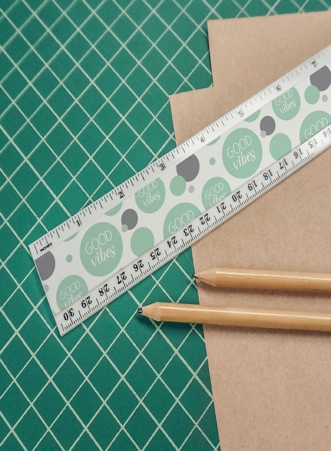GRAPHICS & MORE Good Vibes Mint Green Vibe Happy Kind 12 Inch Standard and Metric Plastic Ruler - Image 3