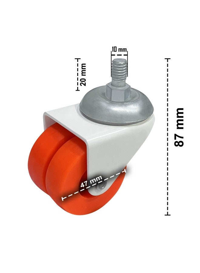 IMPEX Heavy Duty 360 Degree Swivel Double Wheel Castor Screw Type/Thread Type Wheel 50 mm for Office Chair Wheels, Shopping Trolley, Furniture Equipment and More (Set of 4) - Image 3