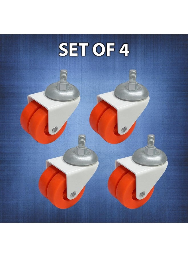 IMPEX Heavy Duty 360 Degree Swivel Double Wheel Castor Screw Type/Thread Type Wheel 50 mm for Office Chair Wheels, Shopping Trolley, Furniture Equipment and More (Set of 4) - Image 5