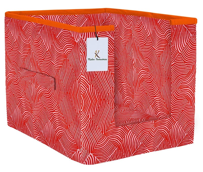 Kuber Industries Laheriya Printed Non Woven Shirt Stacker Wardrobe Organizer Set Orange CTKTC035108 - Image 2