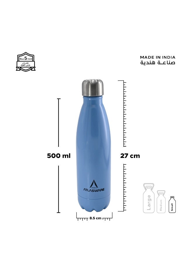 Atlasware Water Bottle with a Capacity of 500 ml, Stainless Steel Water Bottle that keeps Cold for 37 Hours and Keeps Heat for 16 Hours, Mauve  - Image 2