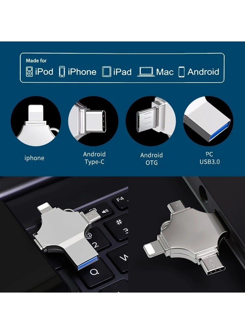 ELTRAZONE 4 in 1 USB Flash Drive 128GB Silver - Image 4