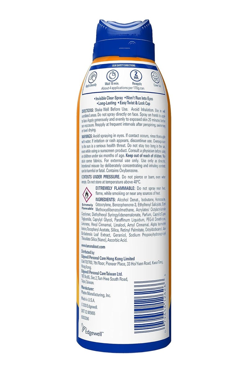BANANA BOAT Banana Boat Sport Sunscreen Continuous Invisible Clear Spray-SPF100-Clinically Proven-UVA/UVB Protection-Water & Sweat Resistant-Non Greasy-Long Lasting Protection from Skinburn Damage-170g - Image 2